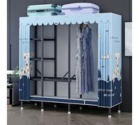 Générique Armoire De Rangement Pliable en Tissu, Porte-vêtements, Penderie avec Housse, Penderies Repliables, Garde-Robe Penderies pour Chambre D'Adulte(Blue3,190cm/74.8inch)