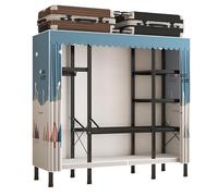 Générique Armoire De Rangement Pliable en Tissu, Porte-vêtements, Penderie avec Housse, Penderies Repliables, Garde-Robe Penderies pour Chambre D'Adulte(Blue1,190cm/74.8inch)