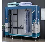 Générique Armoire De Rangement Pliable en Tissu, Porte-vêtements, Penderie avec Housse, Penderies Repliables, Garde-Robe Penderies pour Chambre D'Adulte(Blue2,170cm/66.9inch)