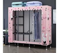 Générique Armoire De Rangement Pliable en Tissu, Porte-vêtements, Penderie avec Housse, Penderies Repliables, Garde-Robe Penderies pour Chambre D'Adulte(Pink,190cm/74.8inch)