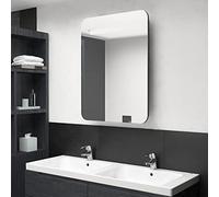 Générique Armoire de Salle de Bain à Miroir LED Gris 60x11x80 cm,Meubles,Armoires & Meubles de Rangement,Meubles-lavabos,Meubles-lavabos de Salle de Bains,Gris,16.09 KG,326505