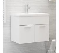 Générique Armoire d'évier avec lavabo intégré Blanc Aggloméré,Meubles, Ensembles de Meubles, Ensembles de mobilier pour salles de Bains, Blanc (Poids 25.05KG)