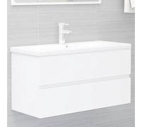 Générique Armoire d'évier avec lavabo intégré Blanc Bois d'ingénierie,Armoires & Meubles de Rangement,Meubles-lavabos,Meubles-lavabos de Salle de bains-3071558