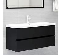 Générique Armoire d'évier avec lavabo intégré Noir Aggloméré,Meubles,Armoires & Meubles de Rangement,Meubles-lavabos,Meubles-lavabos de Salle de Bains,Noir,42.7KG,3071568
