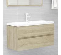 Générique Armoire d'évier et lavabo intégré Chêne Sonoma Bois ingénierie,Meubles,Armoires & Meubles de Rangement,Meubles-lavabos,Meubles-lavabos de Salle de Bains,Brun,40.42KG,3071561