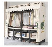 Générique Armoire en Tissu, Placard À Vêtements avec Housse, Portable Robuste avec Tringles, Porte-vêtements Pliable, Cintres en Métal, Penderie Garde-Robe Portable Tout Cadre(F,192cm/75.6in)