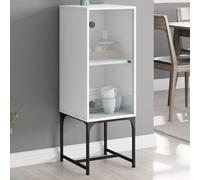Générique Armoire latérale avec Porte en Verre Blanc 35x37x100 cm,Armoires & Meubles de Rangement,Buffets & bahuts-836553