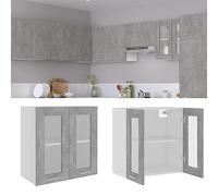 Générique Armoire Murale en Verre à Suspension 60x31x60 cm - Design Gris Béton Moderne pour Rangement Optimal et Intérieur Raffiné, Idéale pour Cuisine, Salle à Manger ou Salon