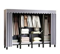 Générique Armoire-penderie Pliable en Tissu - Montage Facile - Structure Métallique avec Housse Anti-poussière Zippée Meuble De Rangement - Plusieurs Tailles Et Motifs(Gray,150x170x46cm)