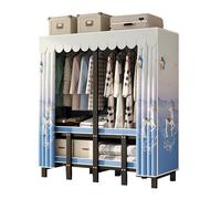 Générique Armoire Pliable Portable en Tissu, Organisateur De Rangement De Placard avec Étagères Et Couvercle, Rangement Vêtements avec Cadre Métallique, Grande Armoire Robuste(A,215cm/84.6inch)