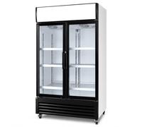 Générique Armoire Réfrigérée Professionnelle 2 Portes Vitrées 600L Noire - Refroidissement Ventilé - Éclairage LED - Thermostat Digital - Vitrine Boissons CHR - 1080x595x2100 mm