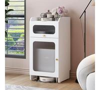 Générique Armoire sur Pied pour Aspirateur Robot avec roulettes Et Tiroir - Rangement Caché pour Balayeuses À Vidage Automatique, Organisateur Peu Encombrant pour Salon/Cuisine(White,Large)