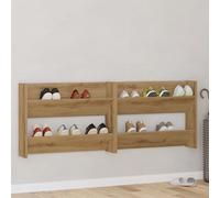 Générique Armoires à Chaussures murales - Lot de 2, Chêne Artisan, 80x18x60 cm, Fait en Bois d'ingénierie,Etagères & casiers à Chaussures,16.85KG-875025
