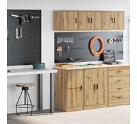 Générique Armoires Garage 2 pcs chêne Artisanal Bois d'ingénierie,Entreprise & Industrie,Stockage Industriel,Armoires industrielles,Brun,28.35 KG,3328304