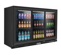 Arrière bar réfrigéré 3 portes vitrées coulissantes - 297L - noir - froid ventilé - +2/+8°C - R290