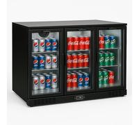 Générique Arrière-Bar Réfrigéré - 3 Portes Vitrées Battantes - 328 L - Température 2°C à 8°C - Éclairage LED - Dégivrage Automatique - Idéal pour Bars et Restaurants
