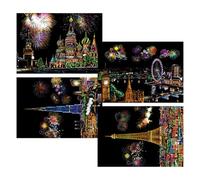 Générique Art À Gratter pour Adultes - 4 Feuilles De Tableau À Gratter Arc-en- avec Vue, Ensemble D'artisanat Créatif avec Stylet | A4 Gratte Le Papier De Peinture Arc-en- Gratte Les Arts Adult