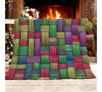 Générique Art à Rayures ColoréEs Polaire Sherpa Couverture Plaids pour Adultes et Enfants 180x200 cm Coloré Jeté de Canapé Flanelle Chaude et Douce pour Hiver, Couverture lit 2 Personnes