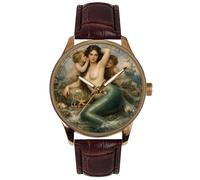 Générique Art Classique de XIXe siècle, Cadran Sirène d’après William Bouguereau Montre de Collection Artistique en Laiton Massif.