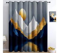 Générique Art De Luxe Rideau Occultant Montagnes De Marbre Oeillet Rideaux, Gris Rideaux Polyester 3D Chambre Isolant Anti Froid Rideau Chambre Salon L 117 X H 229 cm 2 Panneaux