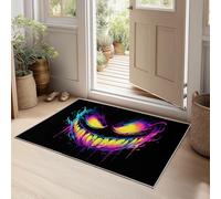 Générique Art du Graffiti Tapis AntidéRapant Visage De Fantôme Néon 80 x 150 cm Antidérapant Poil Court Tapis, Résistant Doux Moquette pour Salon Chambre à Coucher Cuisine