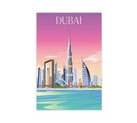 Générique Art Dubaï Affiche sur toile vintage de voyage urbain sans cadre 60 x 90 cm