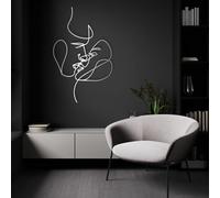Générique Art Mural en métal 2 Faces Love Line, Art Mural Moderne en métal pour Couple Minimaliste, Décoration d'œuvre d'art pour Couple, Sculpture Moderne pour la Maison, Cadeau de Salon pour sa