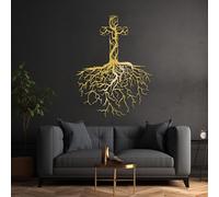 Générique Art Mural en métal avec Croix d'arbre de Vie, Art Mural chrétien Moderne, décoration d'œuvre d'art en métal avec Arbre de Vie, Sculpture décorative pour Salon, Chambre à Coucher, couloi
