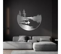 Générique Art Mural en métal Noir, décor forêt-lac, Style Ferme, thème Paysage, Art Mural en métal, décoration d'œuvre d'art, pour Salon, Chambre à Coucher, Couloir et escaliers, décoration d'int