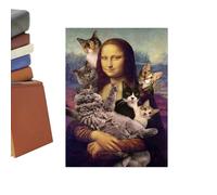 Générique Art mural sur toile - 11,8 x 15,7 pouces | Mona Lisa avec chat Poster sur toile humoristique et élégant pour chambre à coucher, salon, décoration de bureau | Art mural féminin sans cadre