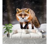 Générique Art Papier Peint Intissé 200x140 cm Animal Renard Gros Plan Lmperméable Antifouling papier peint Photo Décoration Vert Murale 3D HD Salon Chambre mur de fond du Canapé