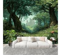 Générique Art Papier Peint Intissé 200x140 cm ChâTeau De La ForêT Fantastique Lmperméable Antifouling papier peint Photo Décoration Vert Murale 3D HD Salon Chambre mur de fond du Canapé
