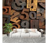 Générique Art Papier Peint Intissé 200x140 cm Chiffres RéTro Et Nostalgiques Lmperméable Antifouling papier peint Photo Décoration Brun Murale 3D HD Salon Chambre mur de fond du Canapé