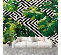 Générique Art Papier Peint Intissé 200x140 cm Nature Plantes Rayures De ZèBre Lmperméable Antifouling papier peint Photo Décoration Vert Murale 3D HD Salon Chambre mur de fond du Canapé