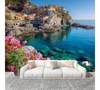 Générique Art Papier Peint Intissé 250x175 cm Architecture Romantique En Bord De Mer Lmperméable Antifouling papier peint Photo Décoration Bleu Murale 3D HD Salon Chambre mur de fond du Canapé