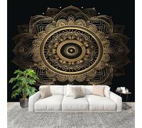 Générique Art Papier Peint Intissé 250x175 cm LuxueuxMotif Mandala Lmperméable Antifouling papier peint Photo Décoration Noir Murale 3D HD Salon Chambre mur de fond du Canapé