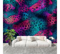 Générique Art Papier Peint Intissé 300x210 cm ThèMe Imprimé LéOpard En 3d Lmperméable Antifouling papier peint Photo Décoration Violet Murale 3D HD Salon Chambre mur de fond du Canapé