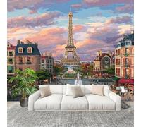 Générique Art Papier Peint Intissé 300x210 cm Tours D'Immeubles Et Paysage Urbain Lmperméable Antifouling papier peint Photo Décoration Violet Murale 3D HD Salon Chambre mur de fond du Canapé
