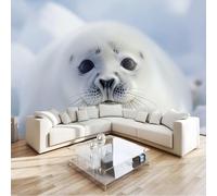 Générique Art Papier Peint Intissé 3D Océan Arctique Phoque Blanc Muraux Tapisserie Photo Décoration Murale, Papier Peint 350x256 cm Salon Chambre Bureau Couloir Peinture Murale Décor