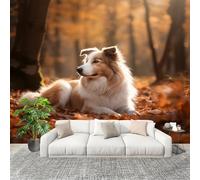 Générique Art Papier Peint Intissé 400x280 cm ForêT Animaux Chiens Lmperméable Antifouling papier peint Photo Décoration Brun Murale 3D HD Salon Chambre mur de fond du Canapé