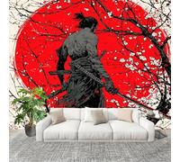 Générique Art Papier Peint Intissé 400x280 cm Style Japonais Samouraï Fleurs De Cerisier Lmperméable Antifouling papier peint Photo Décoration Rouge Murale 3D HD Salon Chambre mur de fond du Canapé