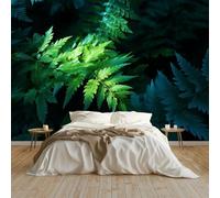 Générique Art Papier Peint Intissé Feuilles De Fougère Muraux Tapisserie Photo Décoration Murale, Papier Peint 300x210 cm Salon Chambre Bureau Couloir Peinture Murale Décor, Vert Foncé