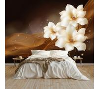 Générique Art Papier Peint Intissé Magnolia Motif Ondulé Muraux Tapisserie Photo Décoration Murale, Papier Peint 350x256 cm Salon Chambre Bureau Couloir Peinture Murale Décor, Brun