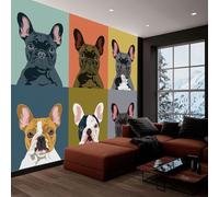 Générique Art Papier Peint Intissé Mural Bouledogue Français Multicolore, 3D Moderne Papier Peint Panoramique Salon Chambre à Coucherr Salle - Muraux Photo Décoration 150x105 cm