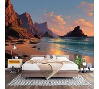 Générique Art Papier peint Intissé Mural Brun Poster Mural 3D 400x280 cm | Papier Peint Panoramique Littoral Plage RéCif Muraux Tapisserie Photo pour Salon Chambre Toile Fond TV Décoration Murale