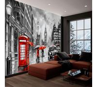 Générique Art Papier Peint Intissé Mural City Rue De Londres Cabine Téléphonique Gris, 3D Moderne Papier Peint Panoramique Salon Chambre à Coucherr Salle - Muraux Photo Décoration 150x105 cm