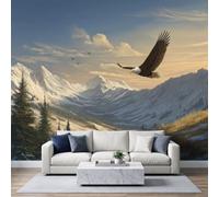 Générique Art Papier Peint Intissé Mural Nature Forêt Sauvage Aigle Chauve, 3D Moderne Papier Peint Panoramique Salon Chambre à Coucherr Salle - Muraux Photo Décoration 400x280 cm