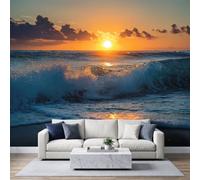 Générique Art Papier Peint Intissé Mural Nature Paysage Coucher Soleil Côte, 3D Moderne Papier Peint Panoramique Salon Chambre à Coucherr Salle - Muraux Photo Décoration 150x105 cm