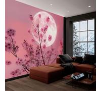 Générique Art Papier Peint Intissé Mural Romance Floral Lune Rose, 3D Moderne Papier Peint Panoramique Salon Chambre à Coucherr Salle - Muraux Photo Décoration 400x280 cm