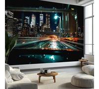 Générique Art Papier Peint Intissé Paysage Urbain, Architecture Pont Vue Nocturne Papier Peint Photo 200 x 140 cm, pour Fresque Murale 3D HD pour Salon Chambre Cuisine Fond d'écran d'affiche
